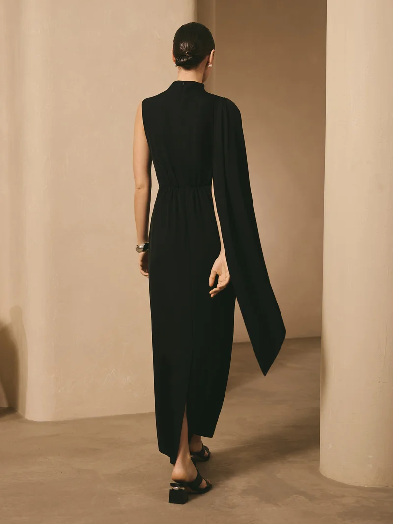 Lichi  Maxi dress with one-shoulder draping for Women | Best Price UAE
