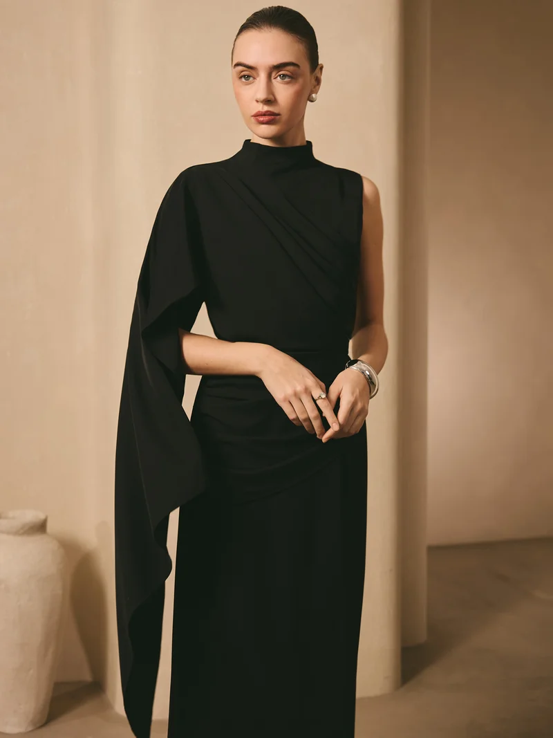 Lichi  Maxi dress with one-shoulder draping for Women | Best Price UAE