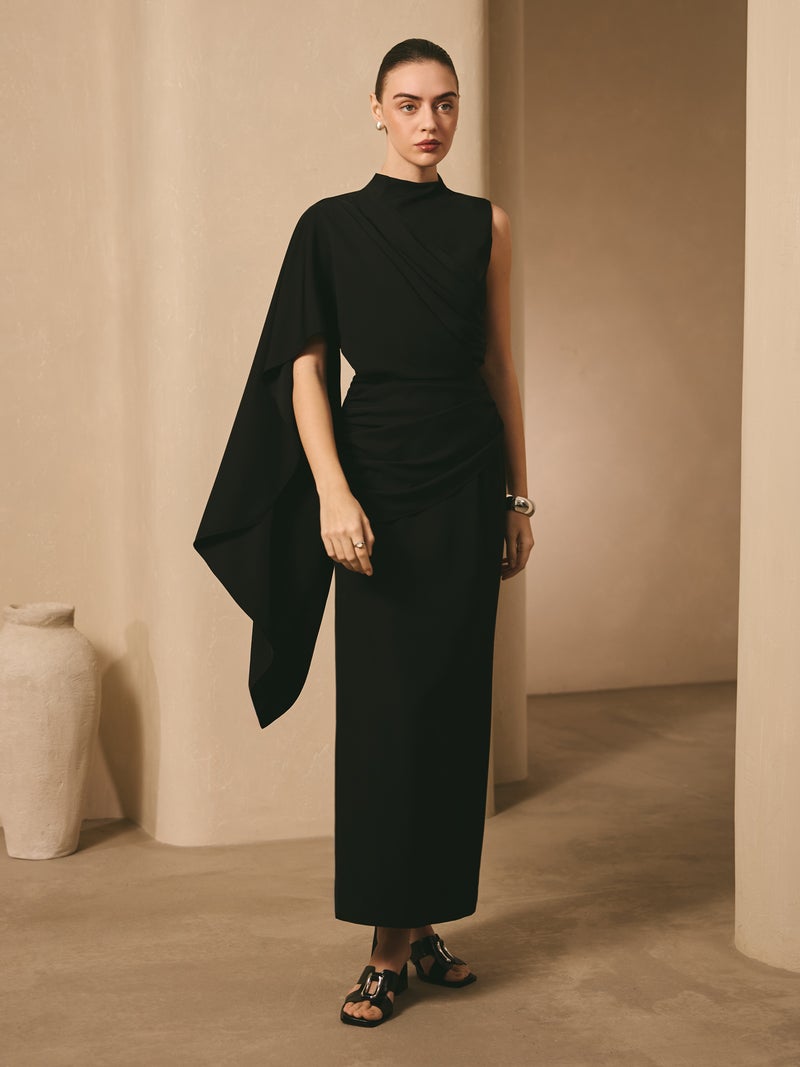 Lichi Maxi dress with one-shoulder draping - Image 1