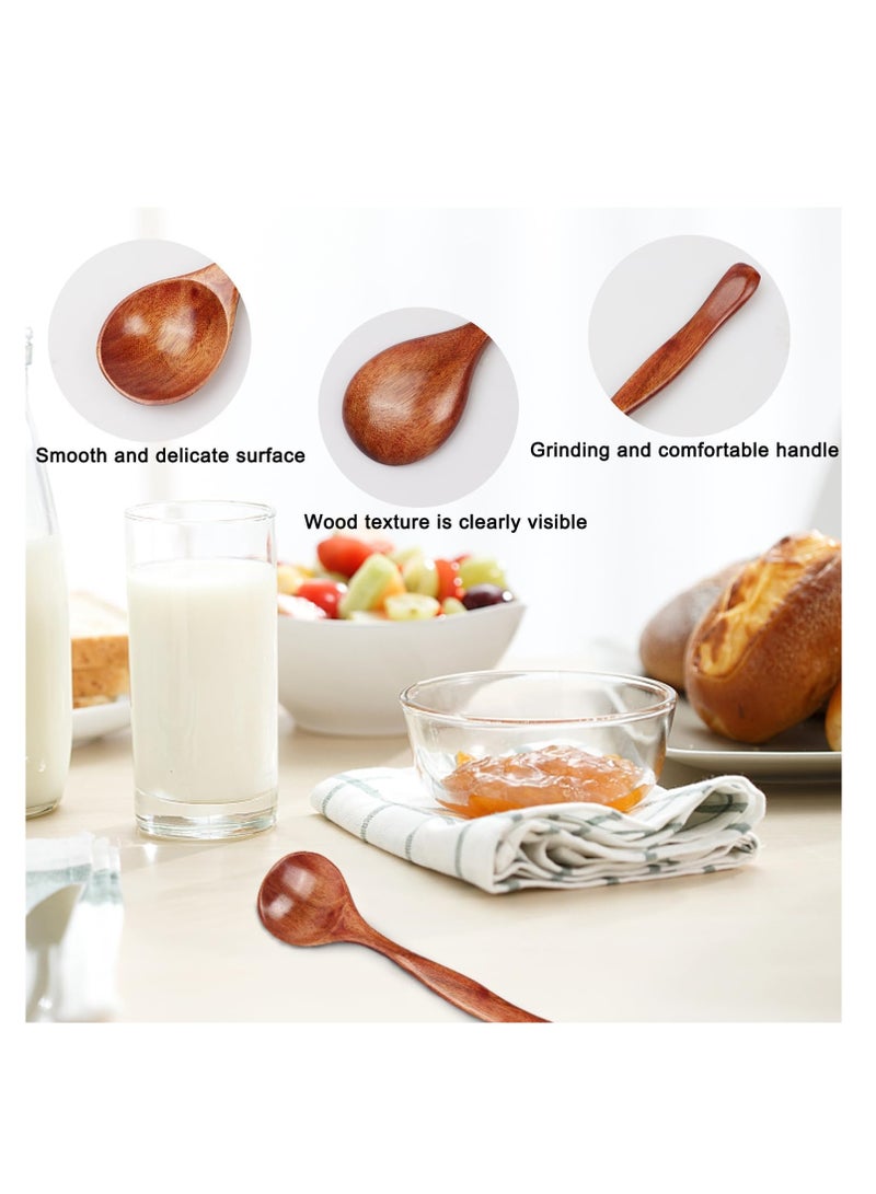 SYOSI 6pcs Small Wooden Spoons - 6.3 Inch Ellipse-Shaped Honey Spoons - Perfect for Stirring and Serving - Mini Table Spoons for Jars and Condiments - Smooth Wooden Spoons for Eating - Image 3