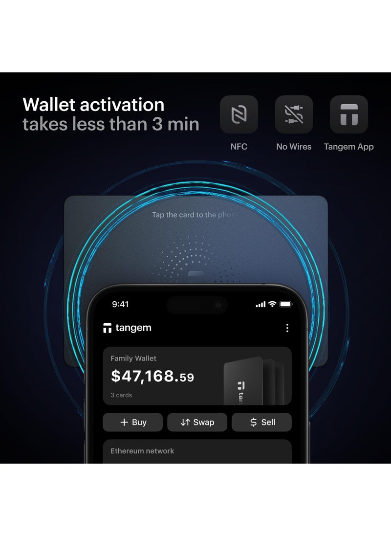 tangem TANGEM Wallet Pack of 3 - Secure Crypto Wallet - Trusted Cold Storage for Bitcoin, Ethereum, NFT's & More Coins - 100% Offline Hardware Wallet  - Image 2