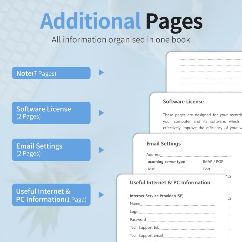 Blugool Password Book with Alphabetical Tabs, Password Keeper Book for Seniors, Hardcover Password Notebook for Individual & Colorful Tabs, Password Organizer for Website Logins, 5.3" x 7.7", Blue - Image 5