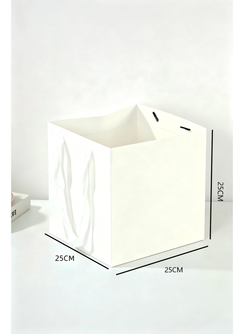 12 PCS 25cm White Square Gift Bags, Reusable Present Bags, Party Favor Bags, Wrapping Carry Bags, Portable Square Packaging Bags for Flower Bouquet, Holiday, Wedding, Birthday, Celebration - Image 3