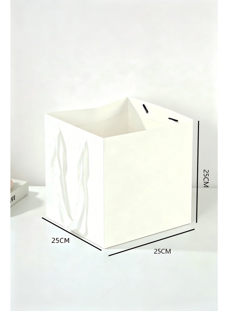 12 PCS White Gift Bags 25cm, Reusable Present Bags, Party Favor Bags, Wrapping Carry Bags, Portable Square Packaging Bags for Flower Bouquet, Holiday, Wedding, Birthday, Celebration - Image 2