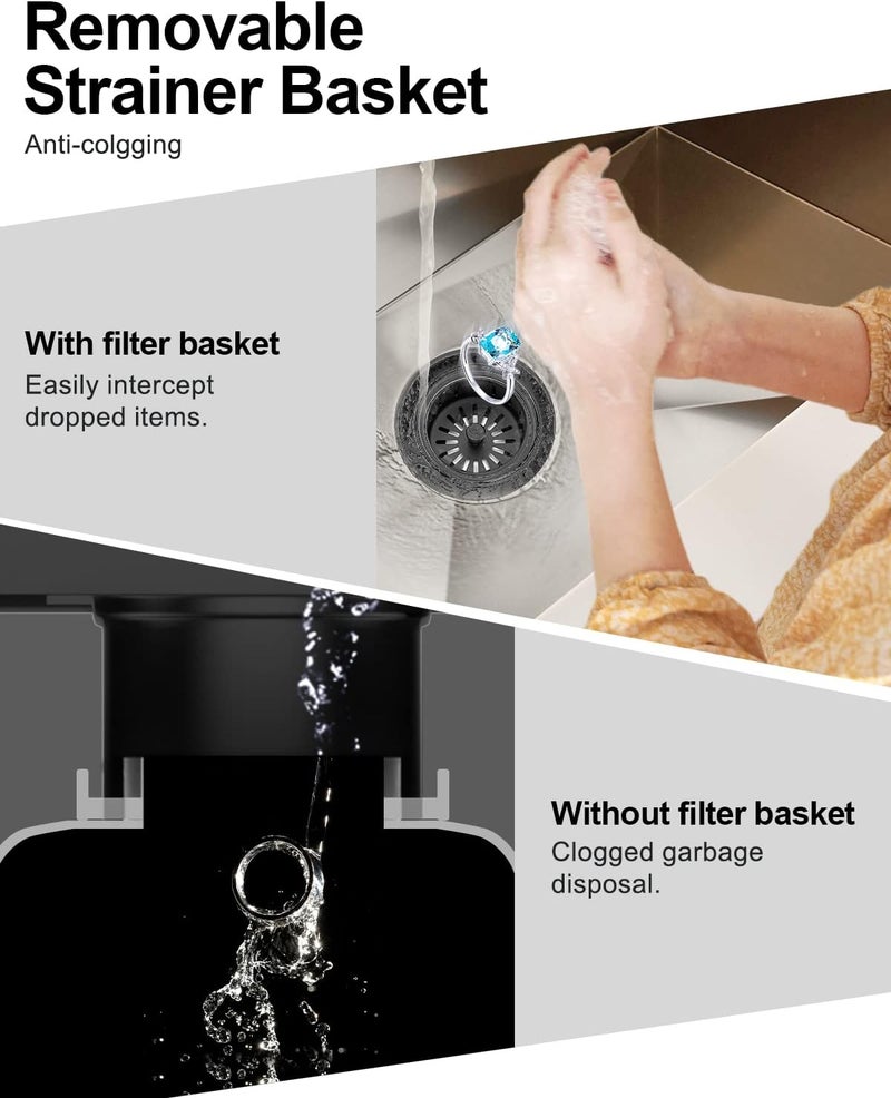 BOTEMY Extended Garbage Disposal Basket Strainer Stopper, Deep 304 Stainless Steel Kitchen Sink Flange for 3-1/2 Inch Standard Sink Drain Hole, Matte Black Deep Sink Disposal Stopper with Flange - Image 4