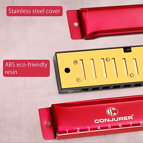 CONJURER Mouth Organ Key of C, 10 Hole 20 Tone Stanadard Diatonic Blues Harmonica with Case, Harp for Beginner, Adult, Kids, Professional, Students, Friends, Gifts - Image 4