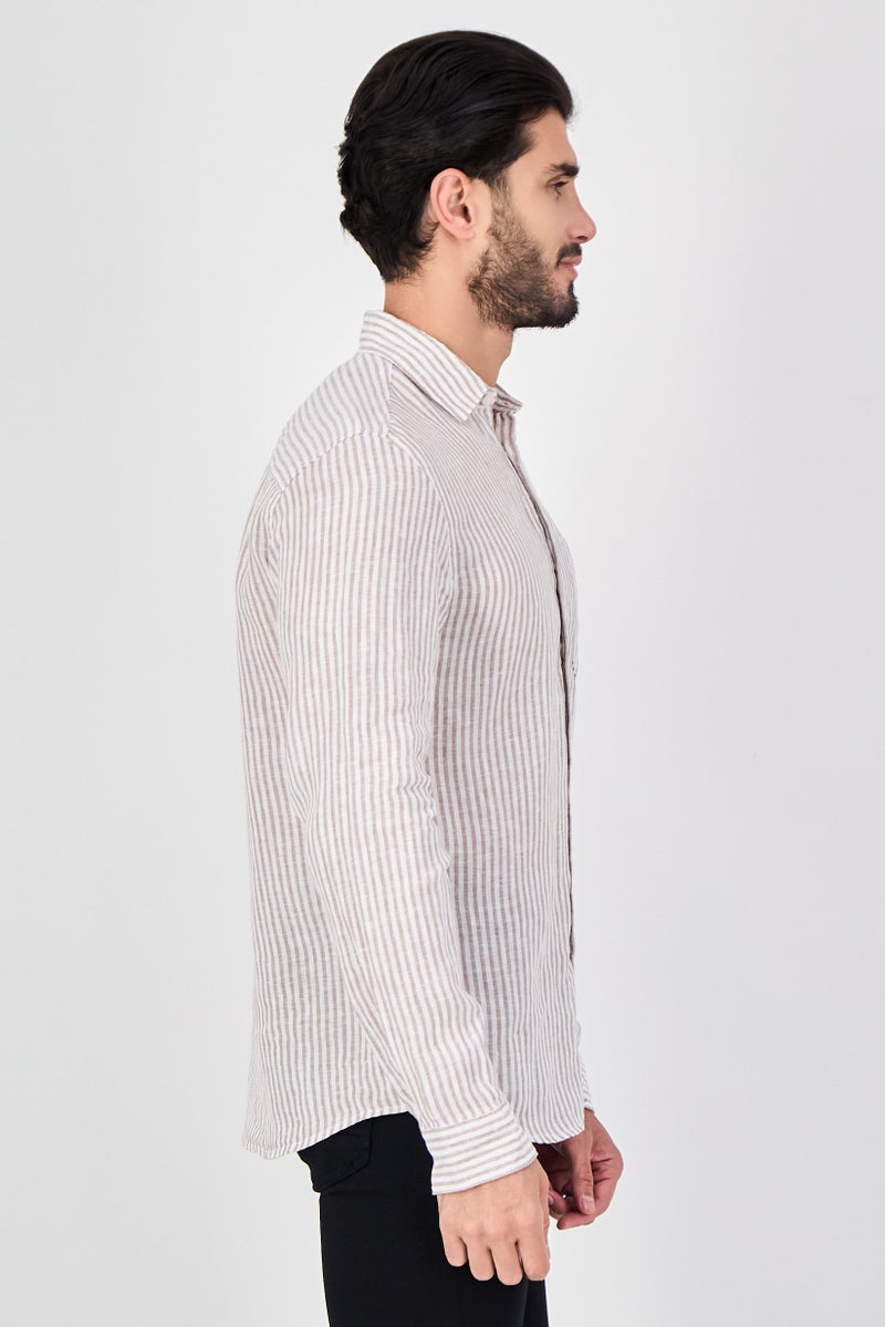 Celio قميص كاجوال مخطط بأكمام طويلة للرجال بتصميم عادي، متعدد الألوان - Image 4