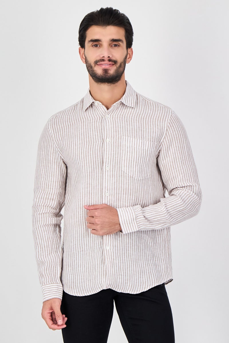 Celio قميص كاجوال مخطط بأكمام طويلة للرجال بتصميم عادي، متعدد الألوان - Image 1