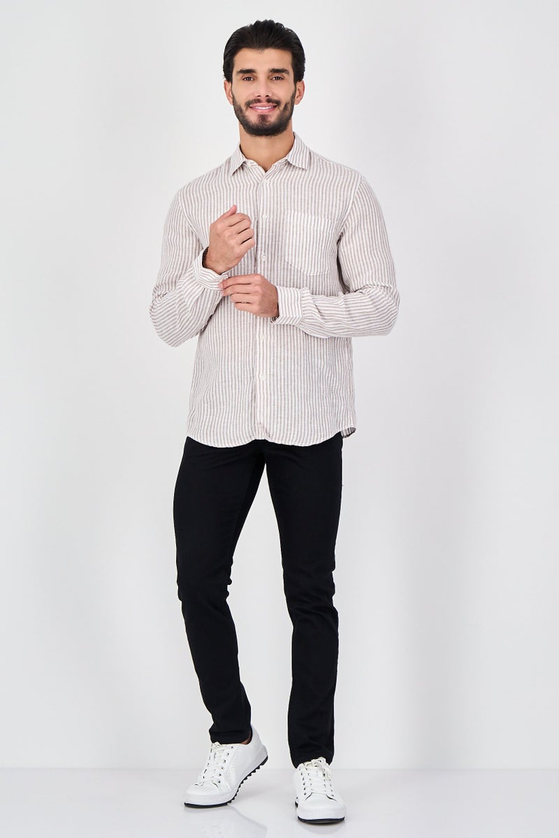 Celio قميص كاجوال مخطط بأكمام طويلة للرجال بتصميم عادي، متعدد الألوان - Image 3
