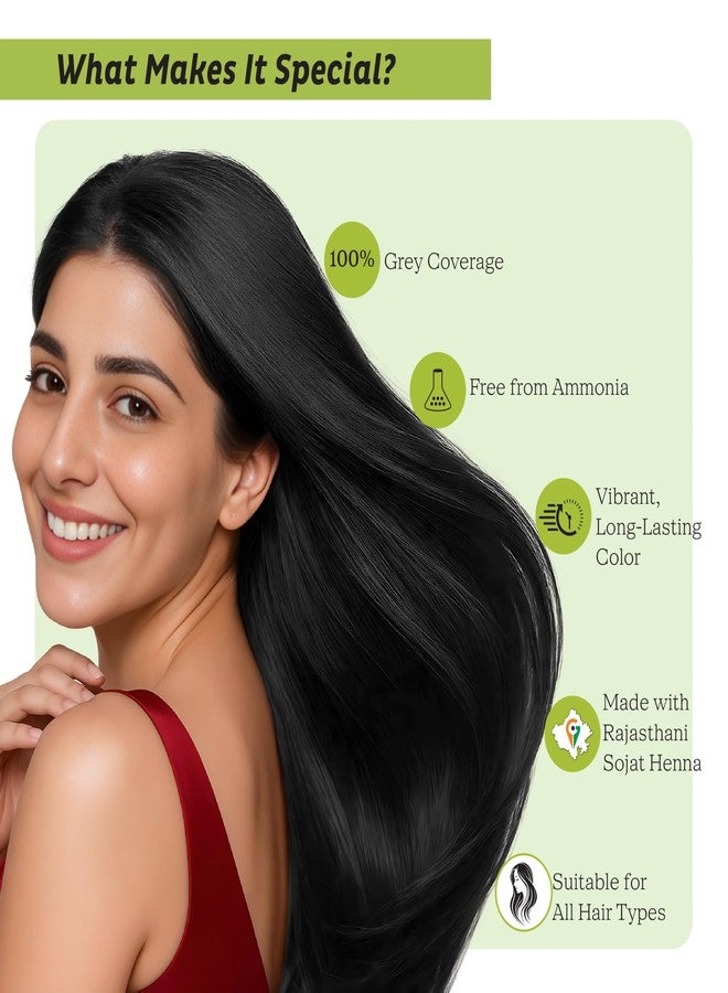 Prem Dulhan Natural Black Henna Hair Color - Herbal Extract for Women and Men, No Ammonia - Paraben Free, Long Lasting - Pack of 2 Boxes (20 Sachets) - Image 3