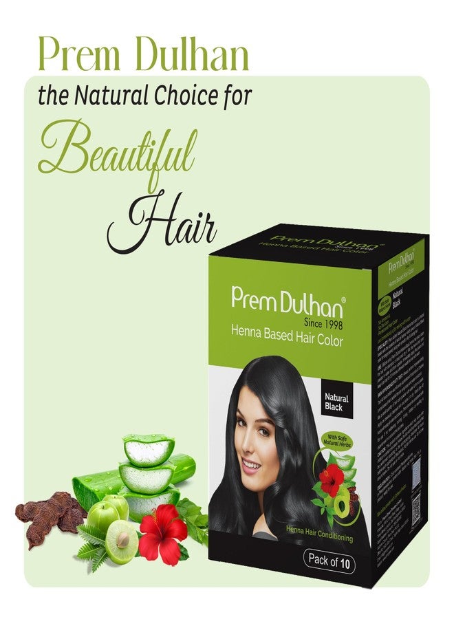 Prem Dulhan Natural Black Henna Hair Color - Herbal Extract for Women and Men, No Ammonia - Paraben Free, Long Lasting - Pack of 2 Boxes (20 Sachets) - Image 5