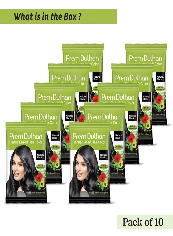 Prem Dulhan Natural Black Henna Hair Color - Herbal Extract for Women and Men, No Ammonia - Paraben Free, Long Lasting - Pack of 2 Boxes (20 Sachets) - Image 2