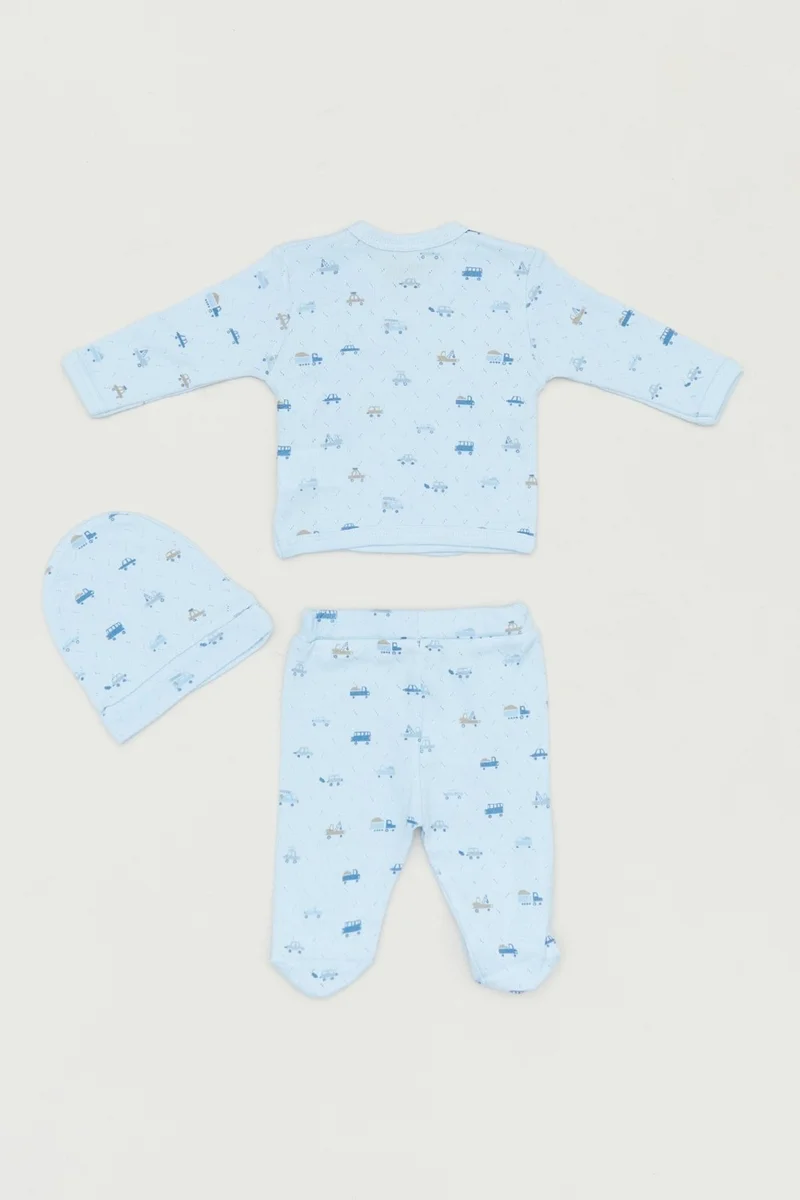 FullaModa Printed Double Breasted Collar 3-Piece Boy's Suit