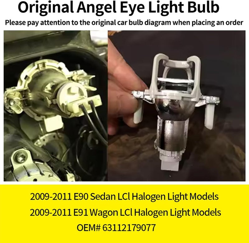 APMAT LED Angel Eyes Light Halo Marker Ring Bulbs Compatible for BMW E90 E91 318i LCI 328i/328i XDrive 335i 2009-2011, 120W White 6000K Lamp - Image 2