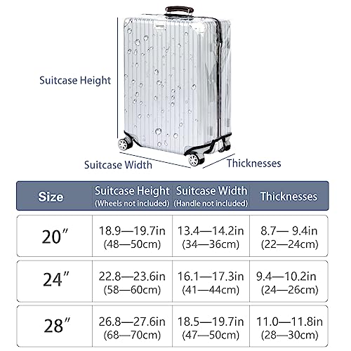 Veki Clear Suitcase Cover PVC Protector with Zip, Waterproof Transparent Luggage Cover Protective Bag, for Plastic Trolley Case Protect Suitcases from Scratch for Travel Accessories (24inch) - Image 4