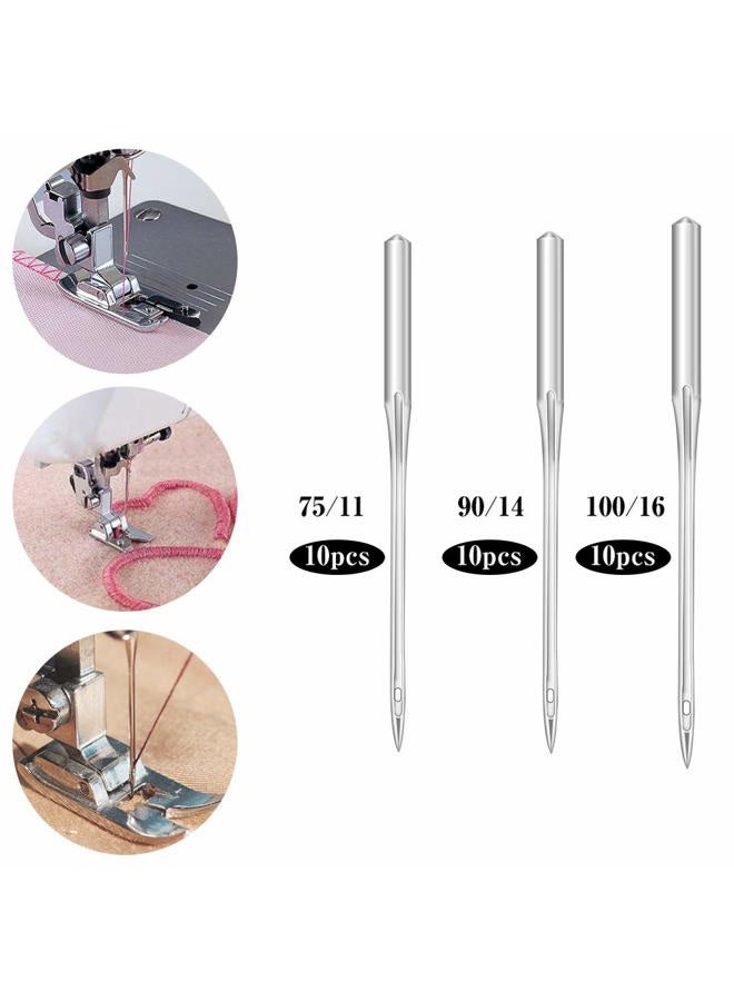 LUNARM 6 Pcs Hemming Foot Kit - 3 Pcs Narrow Rolled Hem Sewing Machine Presser Foot, 3 Pcs Wide Hem Presser Foot and 30 Pcs Sewing Machine Needles, for Household Multi-Function Sewing Machines - Image 3