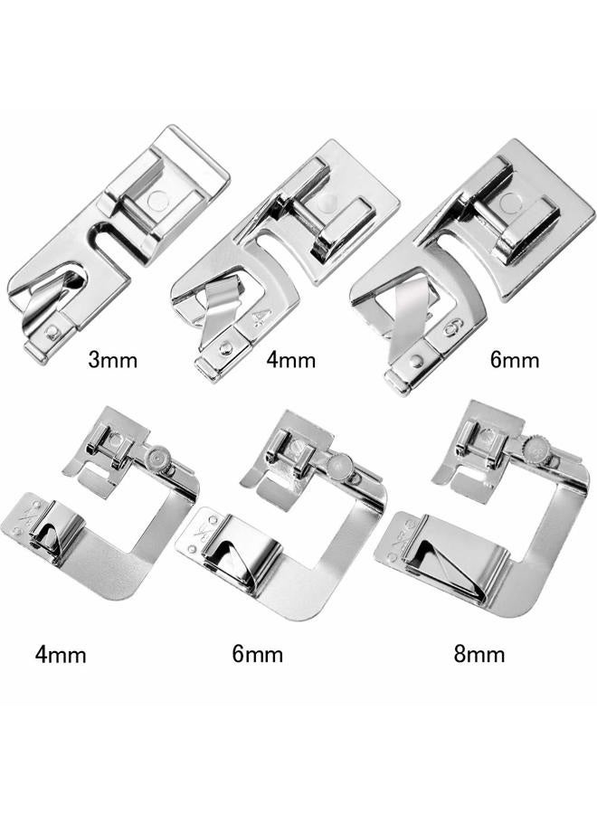 LUNARM 6 Pcs Hemming Foot Kit - 3 Pcs Narrow Rolled Hem Sewing Machine Presser Foot, 3 Pcs Wide Hem Presser Foot and 30 Pcs Sewing Machine Needles, for Household Multi-Function Sewing Machines - Image 2