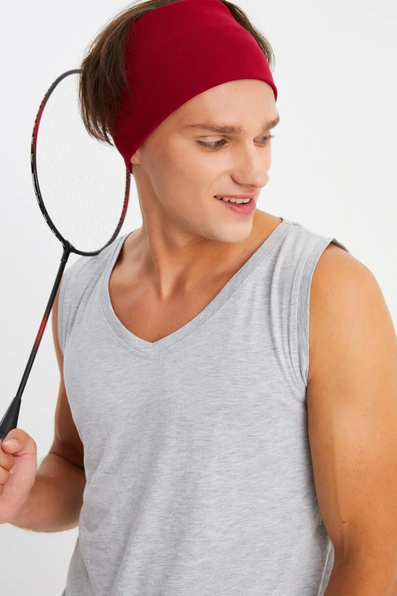 بوتيكجيز Claret Red Men's Cotton Thermal, Non-Slip, Sweatproof, Ultra Light, Sports Hair Band Bandana Buff