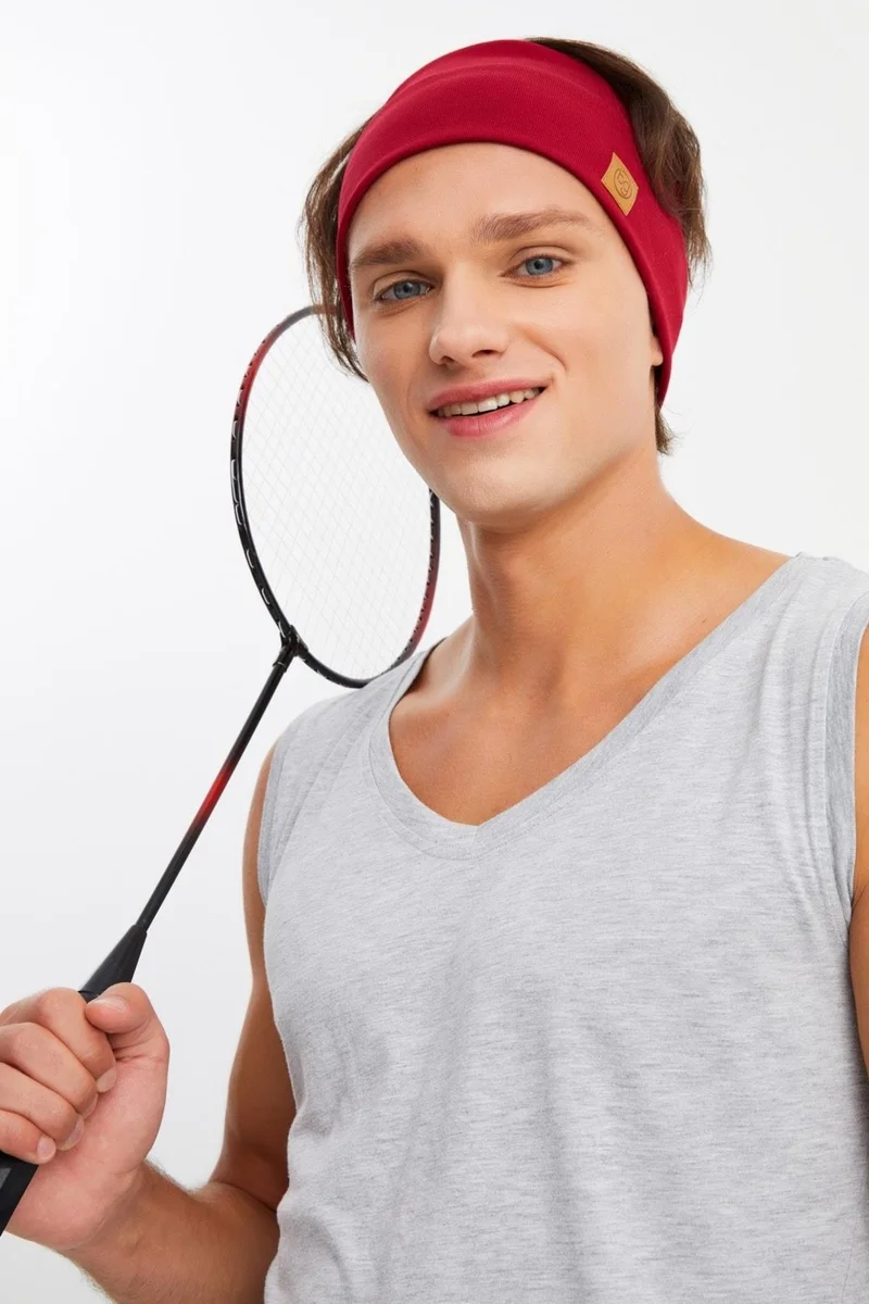 بوتيكجيز Claret Red Men's Cotton Thermal, Non-Slip, Sweatproof, Ultra Light, Sports Hair Band Bandana Buff