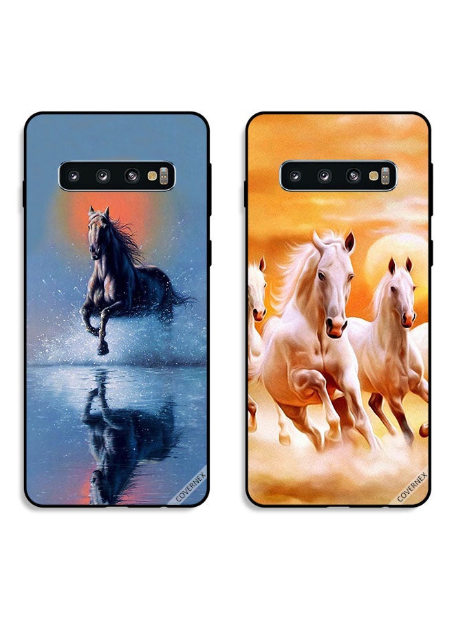 Covernex Two Cases For Samsung Galaxy S10 Plus Protective Covers Horses Running - Image 1