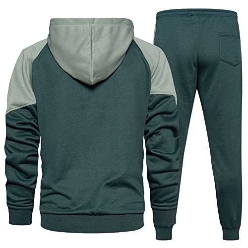 DUOFIER Men's Athletic Running Tracksuit Set Casual Full Zip Jogging Sweat Suit, Denim Blue-2XL - Image 5