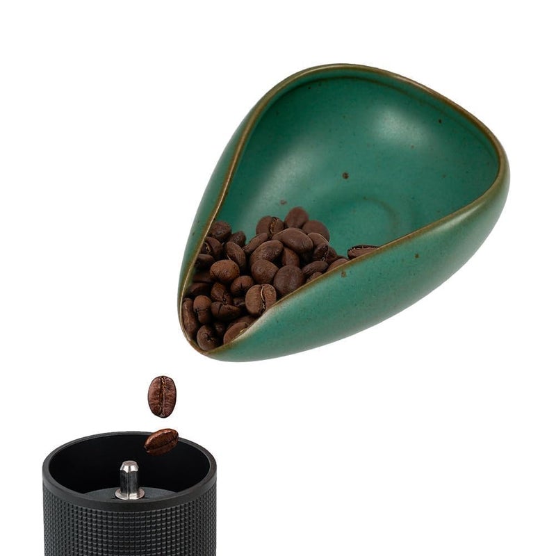 watchget Coffee Beans Dosing Cup Coffee Dosing Tray Ceramic Dose Vessel Loose Leaf Tea Vessel Single Dose Measuring Tray Dark Green