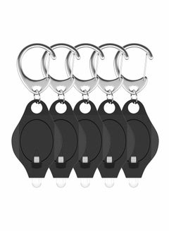Excefore Mini LED Keychain Flashlight 12 Lumen Portable Ultra Bright Battery Powered Black Torch with Spring Carabiner for Outdoor Camping Hiking and Emergency Lighting, 5 Pack  - Image 1