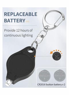Excefore Mini LED Keychain Flashlight 12 Lumen Portable Ultra Bright Battery Powered Black Torch with Spring Carabiner for Outdoor Camping Hiking and Emergency Lighting, 5 Pack  - Image 3