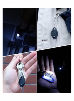 Excefore Mini LED Keychain Flashlight 12 Lumen Portable Ultra Bright Battery Powered Black Torch with Spring Carabiner for Outdoor Camping Hiking and Emergency Lighting, 5 Pack  - Image 2