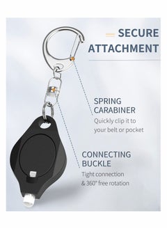 Excefore Mini LED Keychain Flashlight 12 Lumen Portable Ultra Bright Battery Powered Black Torch with Spring Carabiner for Outdoor Camping Hiking and Emergency Lighting, 5 Pack  - Image 5