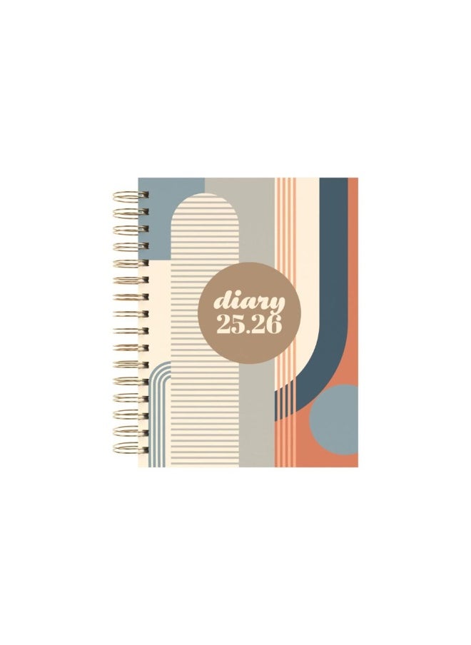 Collins Debden Collins A5 Scandi 12 Month Planner, August 2025-August 2026 Day-to-Page Diary, A5 Hard Cover, Geo Blue  - Image 1