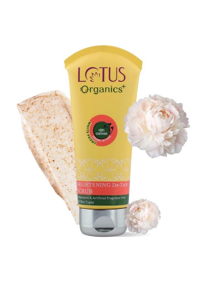 Lotus Organics+ Lotus Organics+ Brightening De-Tan Scrub | With 100% Certified White Peonies | Reduce Tanning | Combats sun damage | Removes Blackheads, Whiteheads and Pigmentation | For Glowing & Fresh Skin | For All Skin Types  - Image 1