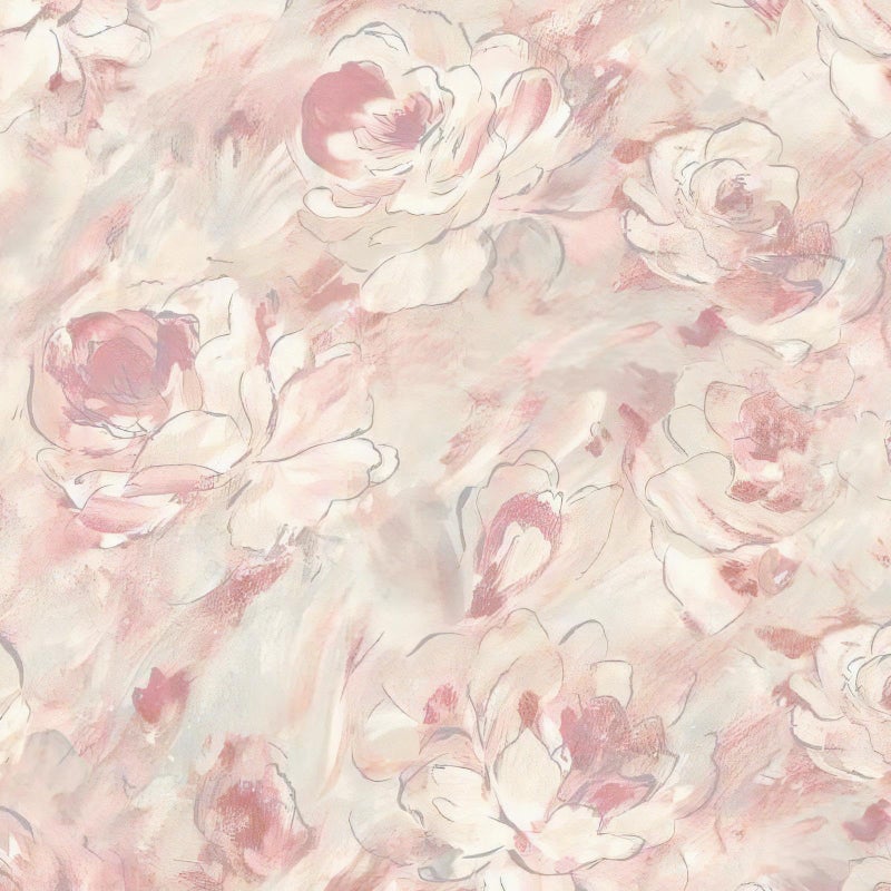 Hopepak Peel and Stick Wallpaper Floral Wallpaper Hand-Painted Pink Peony Flower Contact Paper Self Adhesive Removable Wall Paper Vinyl for Living Room Bedroom Bathroom Cabinets Wall Decor 17" x 78.7" - Image 1
