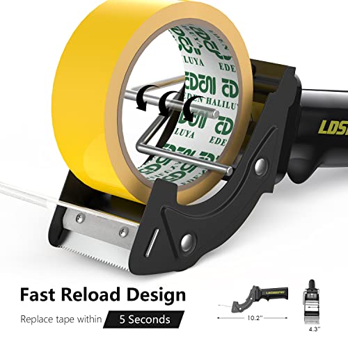 LDS Industry Rapid-Replace Tape Dispenser Gun with 2 Inch X 60 Yard Tape Roll (Transparent) and Extra Blade, Lightweight Ergonomic Heavy Handheld Duty Tape Cutter for Packaging and Box Sealing Black - Image 2