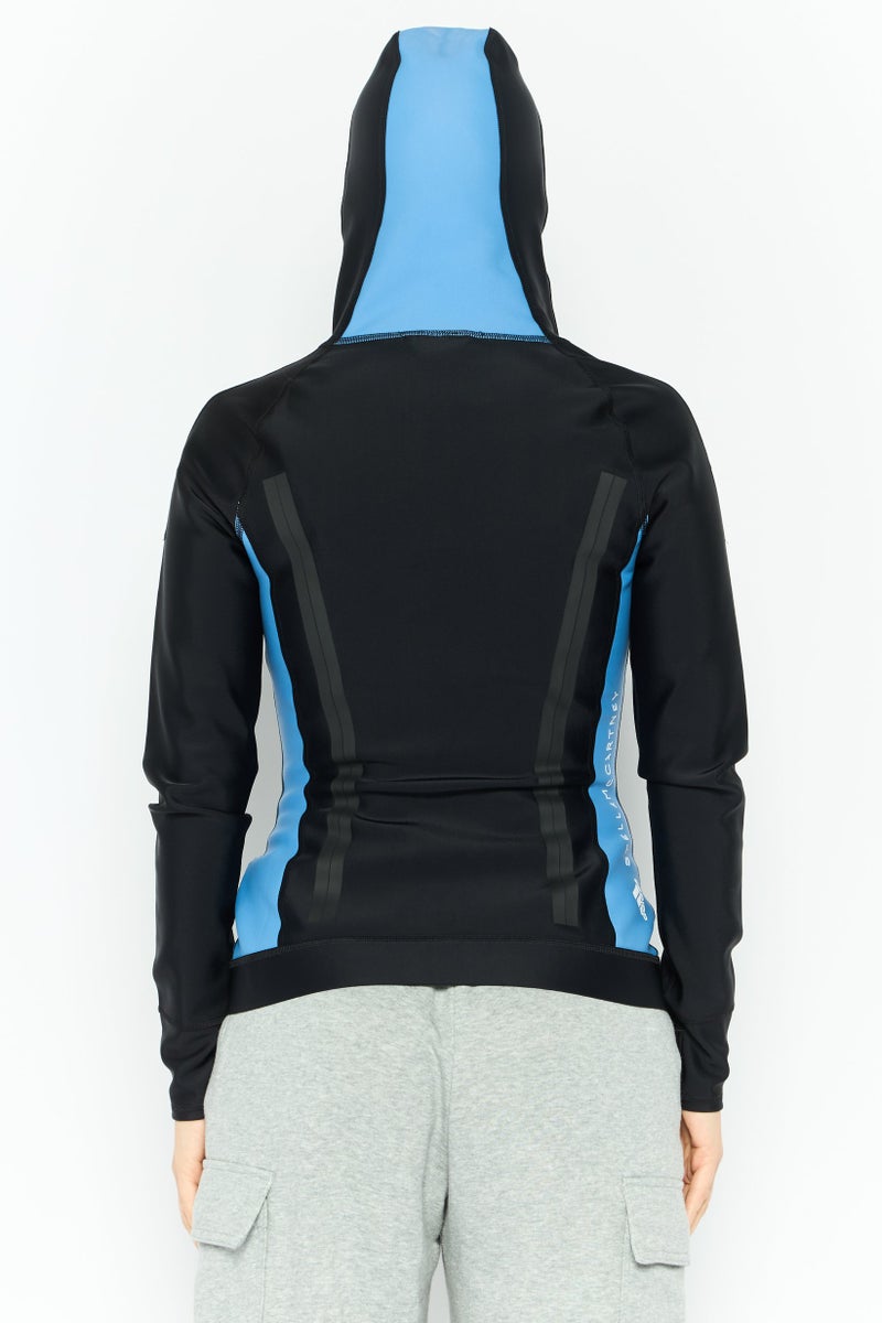 Adidas جاكيت تدريب رياضي بغطاء رأس للنساء من أديداس بتصميم ستيلا مكارتني، أسود - Image 4