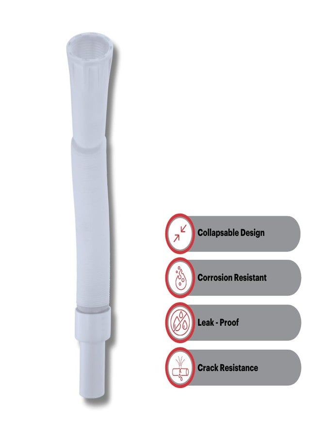 LuvBath Fitting White PVC Waste Pipe with Heavy Socket | Flexible Collapsible Drain Hose for Kitchen Sink and Bathroom Basin | 36 Inch Outlet Pipe Set of 2 - Image 4