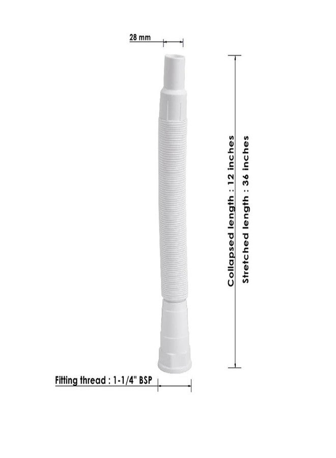 LuvBath Fitting White PVC Waste Pipe with Heavy Socket | Flexible Collapsible Drain Hose for Kitchen Sink and Bathroom Basin | 36 Inch Outlet Pipe Set of 2 - Image 2