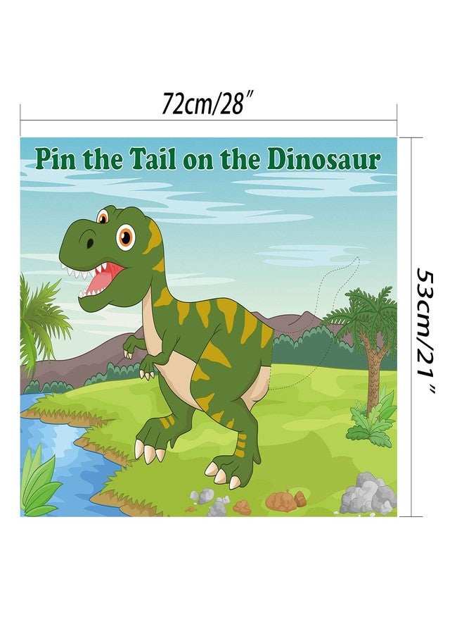 FEPITO Pin The Tail on The Dinosaur Game with 24 Pcs Tails for Dinosaur Birthday Party Supplies, Boys Dinosaur Party Game - Image 2