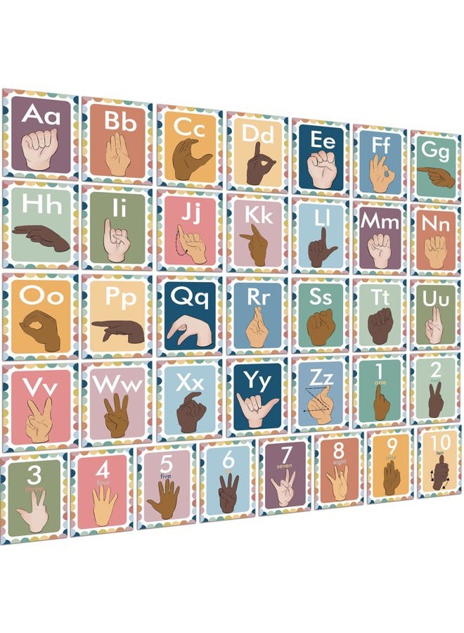 YIYDONG 36 ASL Alphabet Line Bulletin Board Set - ABC Number Learning American Sign Language Poster Wall Decorations for Pre-School Kindergarten Elementary Classroom Nursery Homeschool - Image 1
