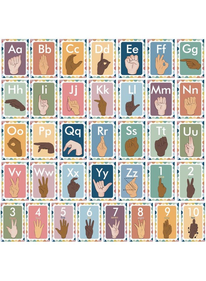 YIYDONG 36 ASL Alphabet Line Bulletin Board Set - ABC Number Learning American Sign Language Poster Wall Decorations for Pre-School Kindergarten Elementary Classroom Nursery Homeschool - Image 2
