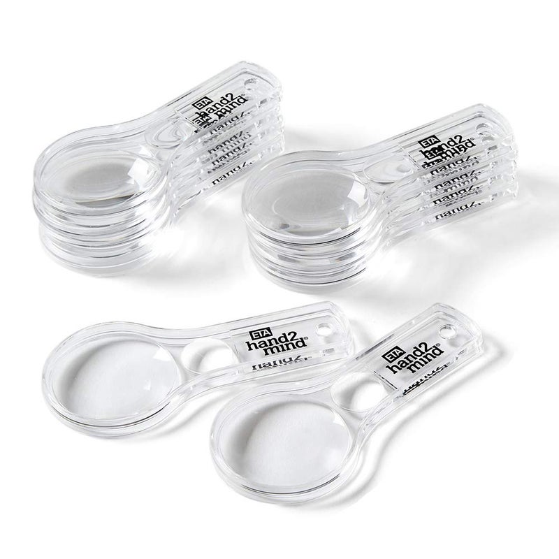 hand2mind hand2mind Mini Plastic Handheld Magnifying Glasses 3X and 6X Without Lanyard Pack of 10 - Image 1