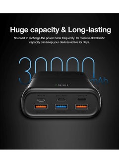 VEGER PD20W Portable Fast Charger Power Bank 30000mAh, 22.5W QC 3.0  USB 6-Port 3A Fast Charging,Support iPhone 13 Full Speed charging Smart LED Display black  - Image 2