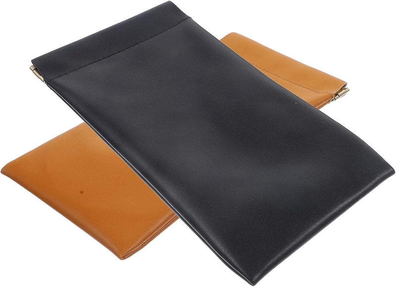 Alipis 2pcs Portable Eyeglasses Holder Sunglasses Pouch Set with Automatic Snap Closure, Glasses Sleeve Storage Bag for Men and Women, Brown and Black Protective Eyewear Case for Travel - Image 1