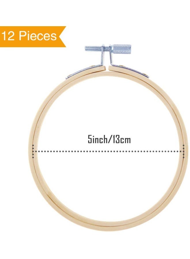 Caydo 12 Pieces 5 Inch Embroidery Hoops Bamboo Cross Stitch Hoops Ring Bulk Wholesale For Christmas Ornaments Decoration And Art Craft Handy Sewing - Image 2