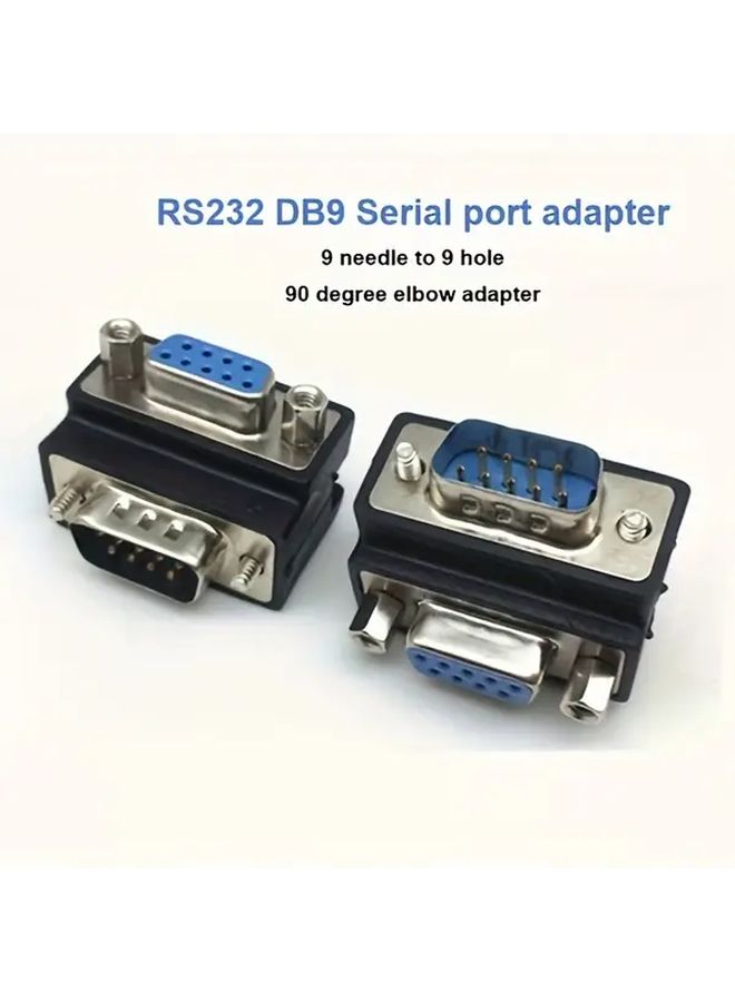 RS232 DB9 Serial Conversion Head 9 Pin To 9 Holes 90 Degree Male To Female Adapter High Compatibility For All Kinds Of DB9 Serial Equipment Communication Data Signal Stabilization - Image 1