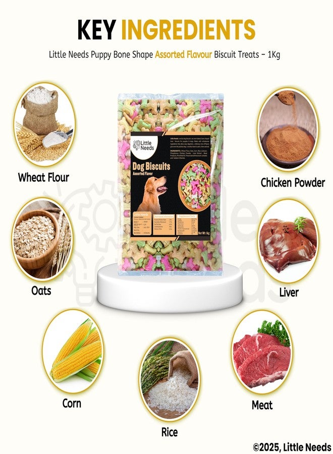 LITTLE NEEDS Puppy Dog Bone Biscuit Treats - Assorted Flavor (1Kg) | Oven-Baked Crunchy Treats for Digestion and Immunity | Training and Rewards | Suitable for All Breeds & Sizes - Image 5