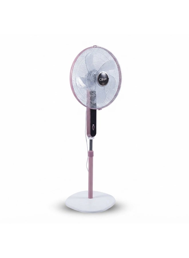 Clikon 16-Inch Stand Fan with Remote Control | Convenient Remote Operation | Effective Air Circulation | Practical Standing Fan Design | White and Pink Finish | 2-Year Warranty | CK2816 | White and Pink 50 W CK2816 White/Pink - Image 1