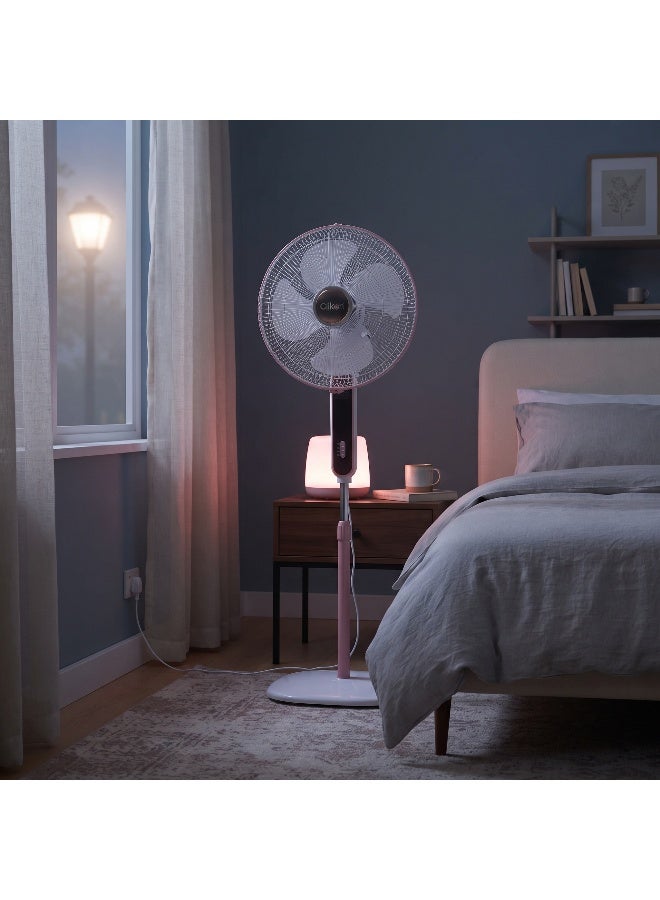 Clikon 16-Inch Stand Fan with Remote Control | Convenient Remote Operation | Effective Air Circulation | Practical Standing Fan Design | White and Pink Finish | 2-Year Warranty | CK2816 | White and Pink 50 W CK2816 White/Pink - Image 5