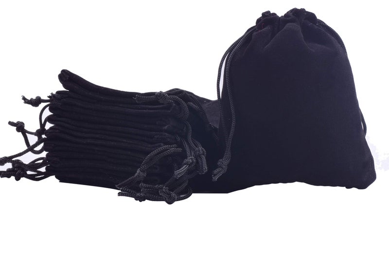 Sansam 50pcs Small Drawstring Velvet Jewelry Pouches 40x48 Inch Black Drawstring Velvet Gift BagsTreat Favor Bags for Wedding Party Shower