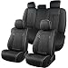 MINGBRON Leather Car Seat Covers 5 Pieces Full Set Universal Seat Covers for Cars Waterproof Nappa Leather Auto Seat Protectors Black Car Seat Cover Most Sedans SUV Pickup Truck BlackBeigeLine - Image 2